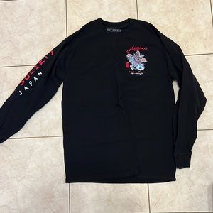 Riot Society Tokyo x Los Angeles Black Koi Fish Long Sleeve Shirt (Medium)